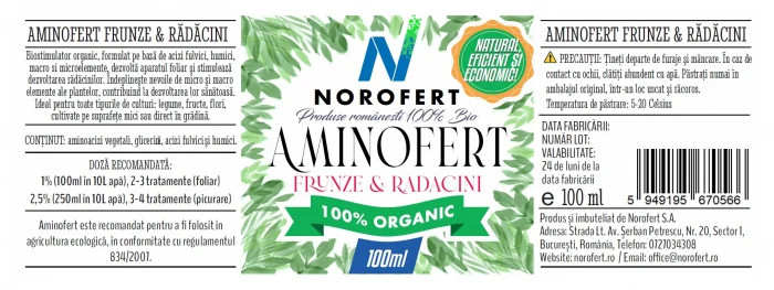 Aminofert – Fertilizant foliar pe bază de aminoacizi pentru plante Norofert